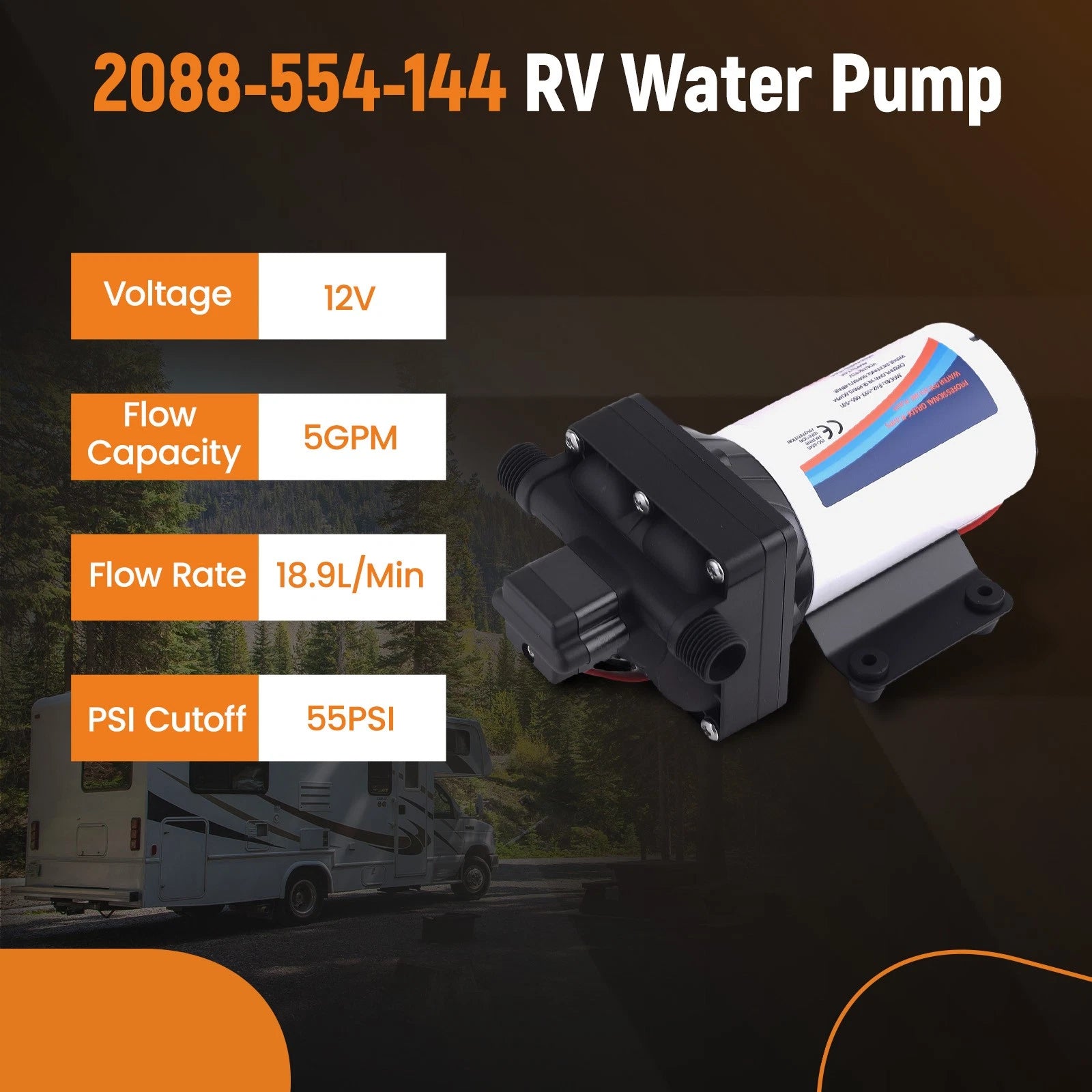 12V Electric Water Pump for Marine Yacht and Irrigation (55 PSI)