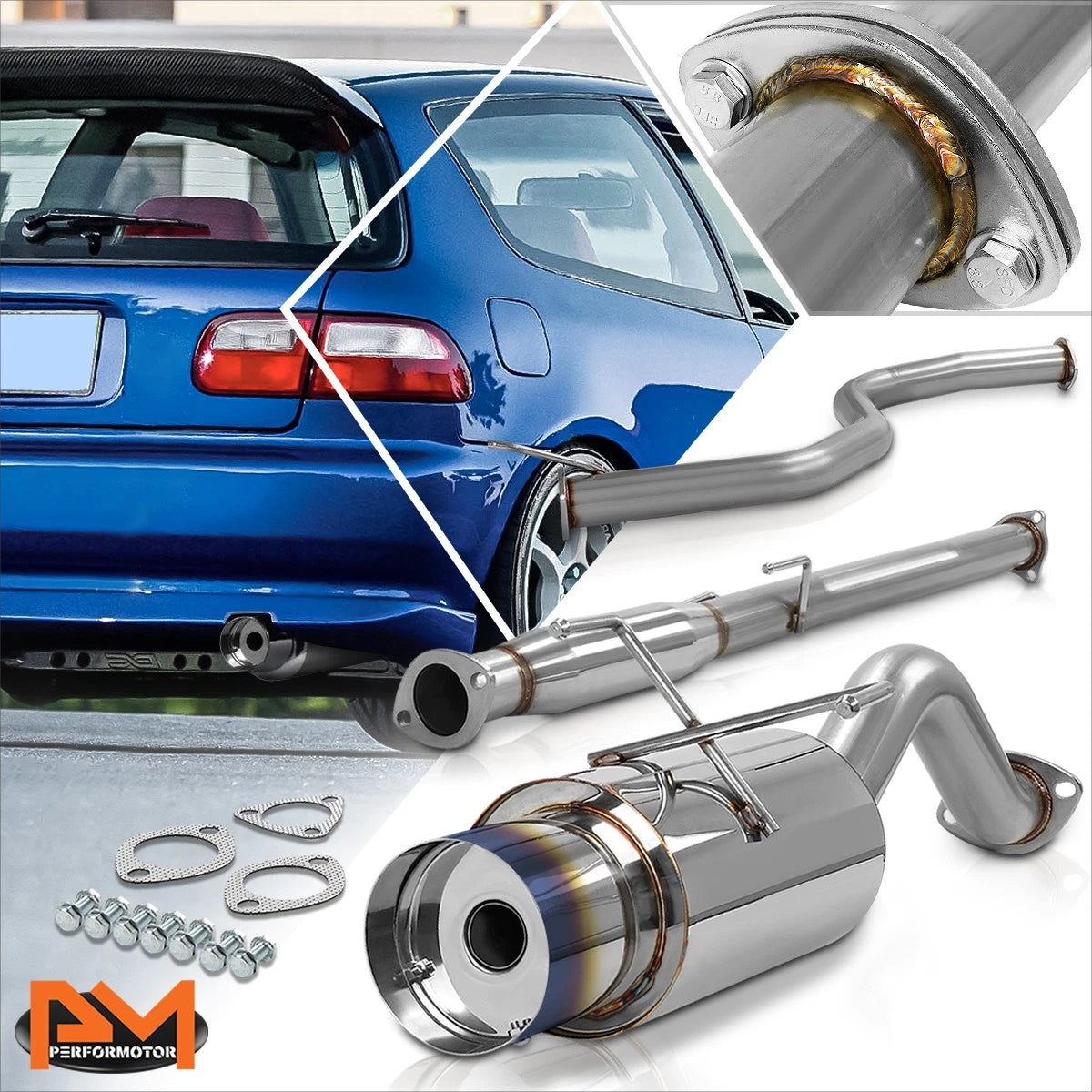 4.5" Burnt Tip Muffler for Honda Civic DX/EH2/EH3 (1992–1995)