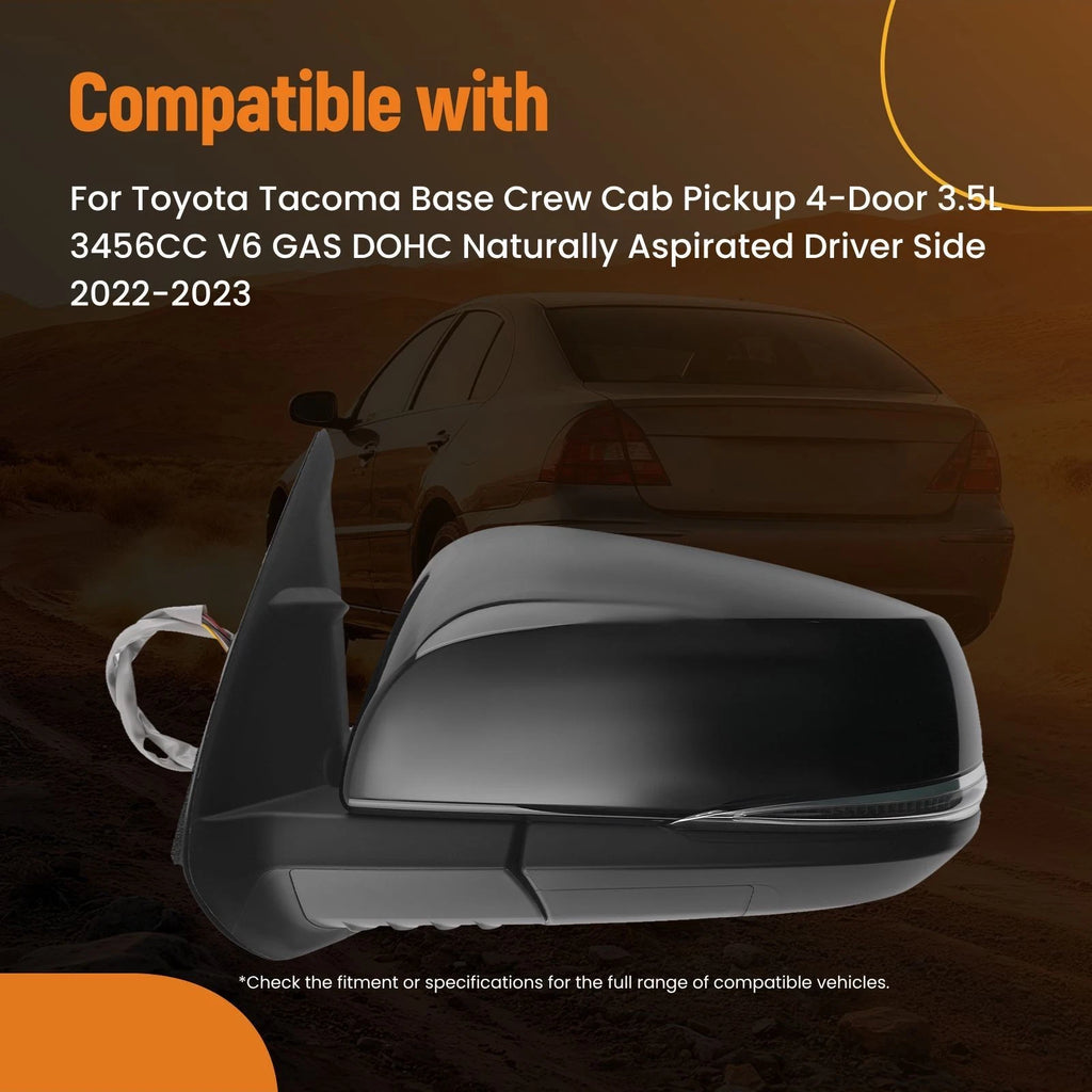 Driver Side Mirror for Toyota Tacoma (2016–2023) TY207ELS Power Fold Heat