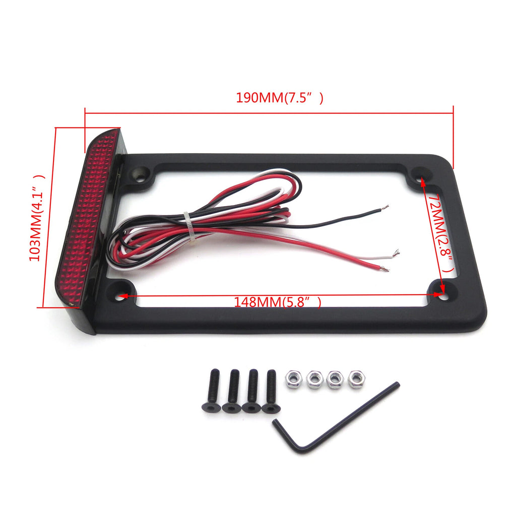 LED License Plate Frame with Brake Tail Light for Universal Motorcycle