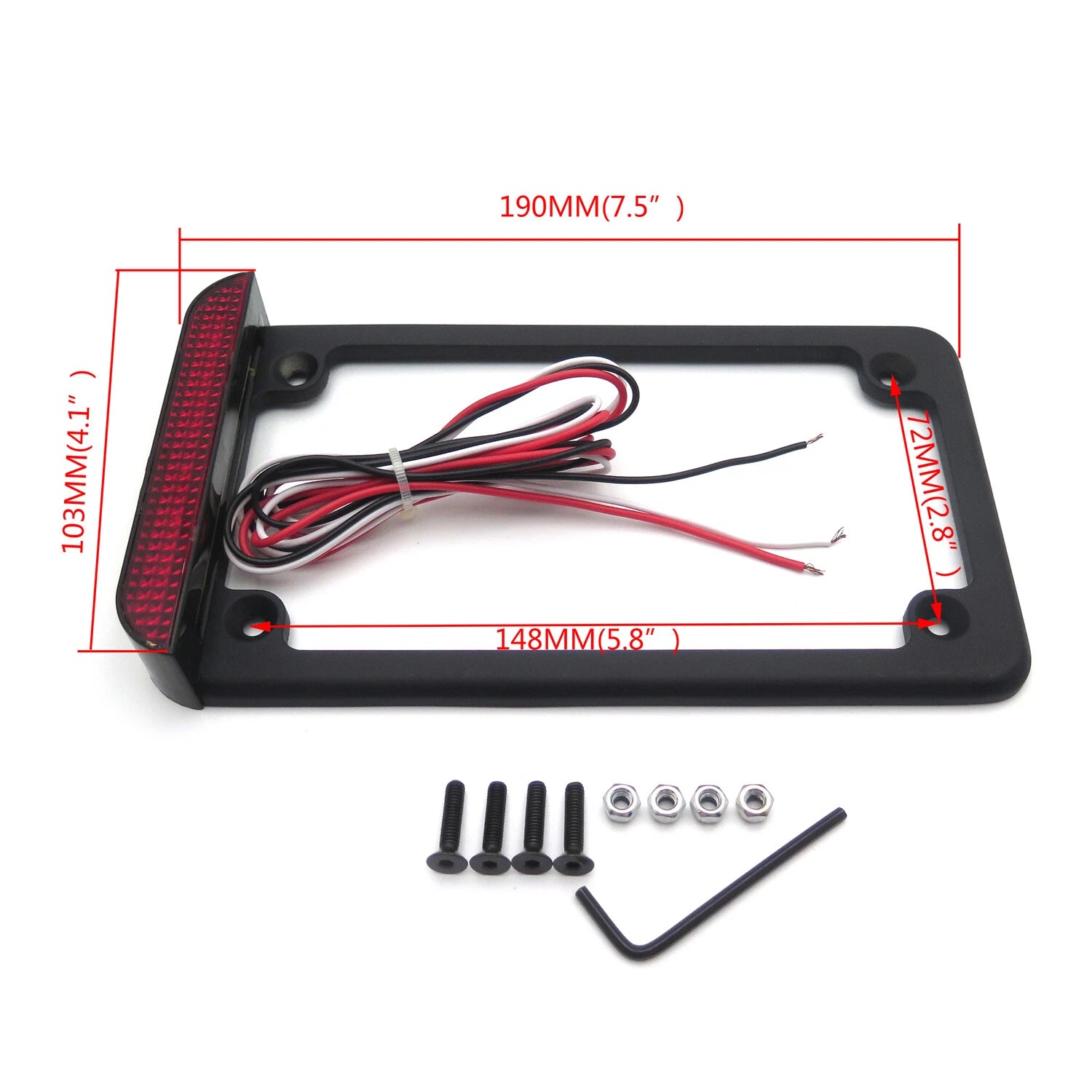 LED License Plate Frame with Brake Tail Light for Universal Motorcycle