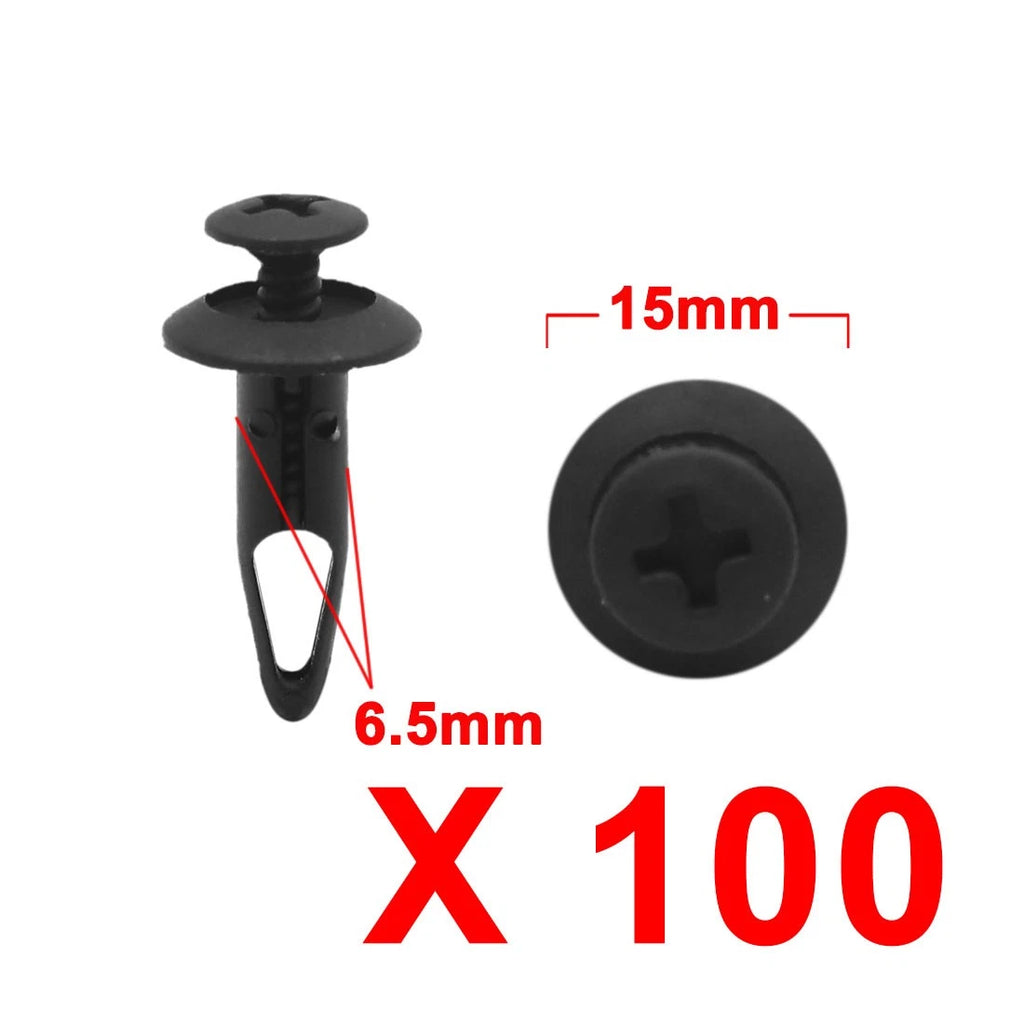 100 Pcs Push Rivets for Ford Mondeo (6.5mm Hole Dia)
