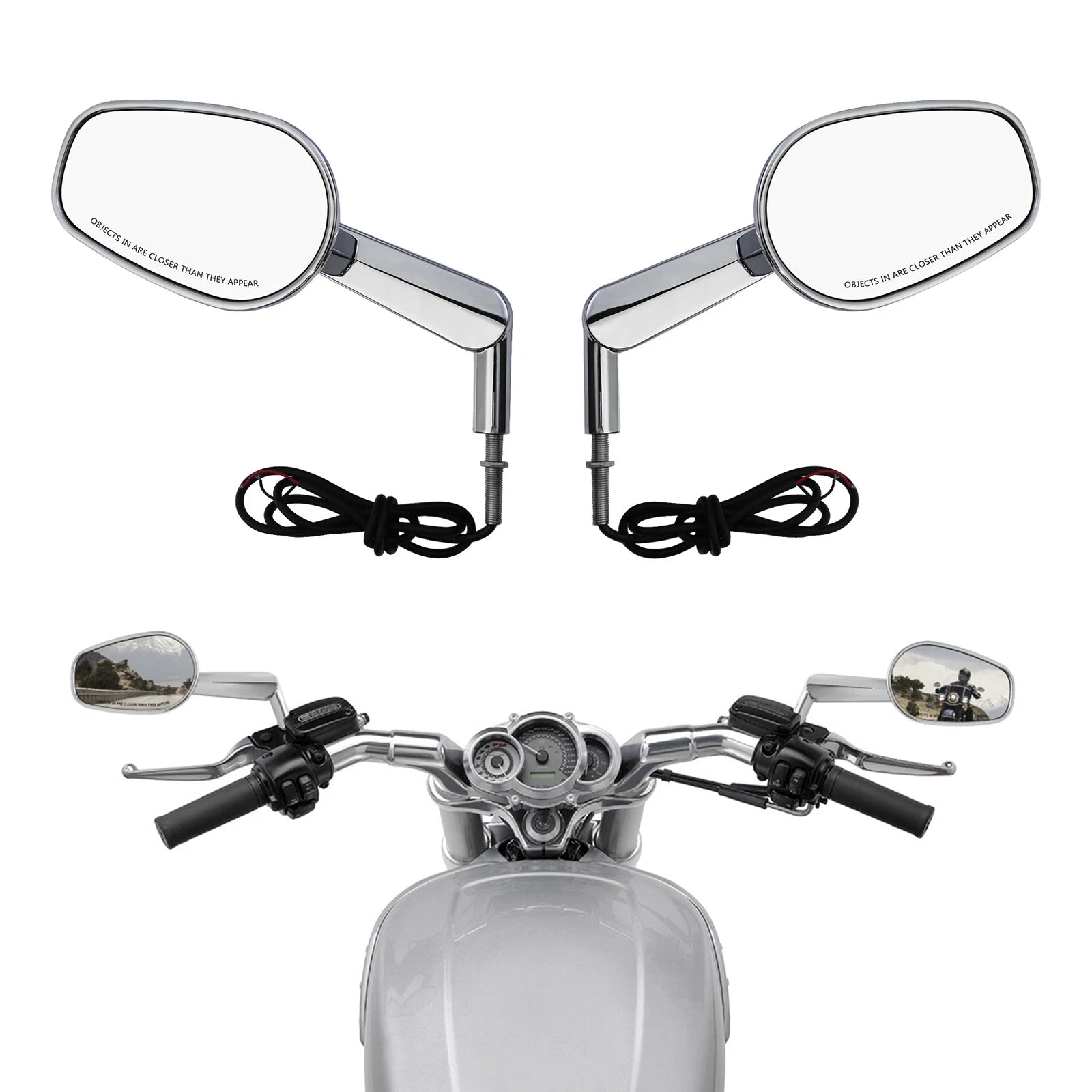 Rear View Mirrors with LED Turn Signals for Harley V-ROD VRSCF (2009–2017)