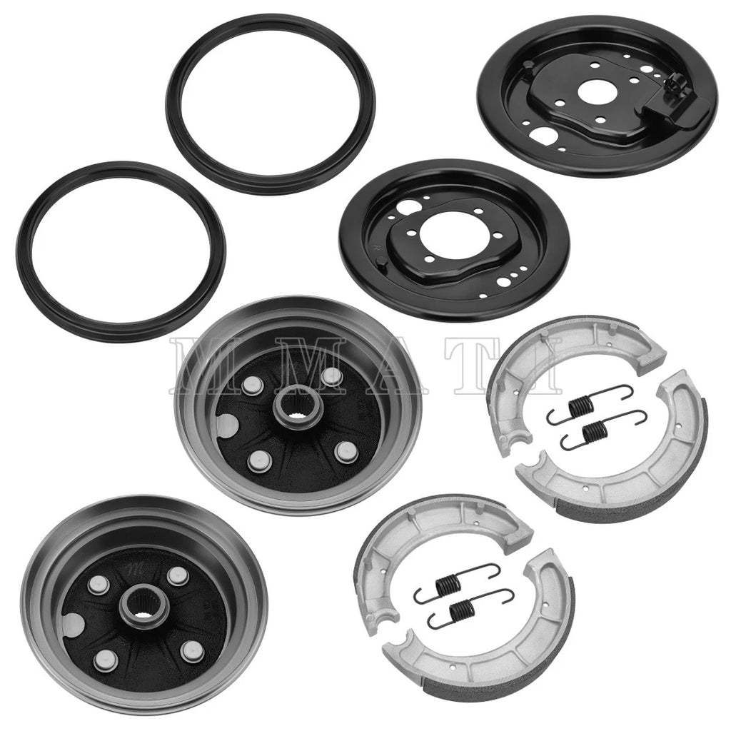 Set of 2 Front Brake Drum Plate Cover Seal w/Shoes for Yamaha Timberwolf 250 (1991–1998)
