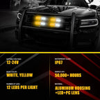 12-LED Amber White Strobe Emergency Warning Light for Car Truck