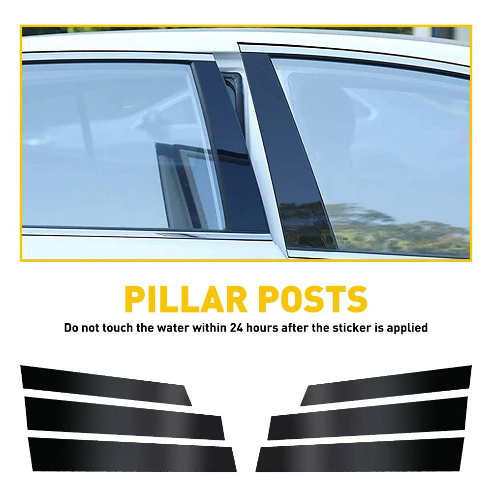 Set of 6 Black Window Post Pillar Covers for Honda CR-V (2007-2011)