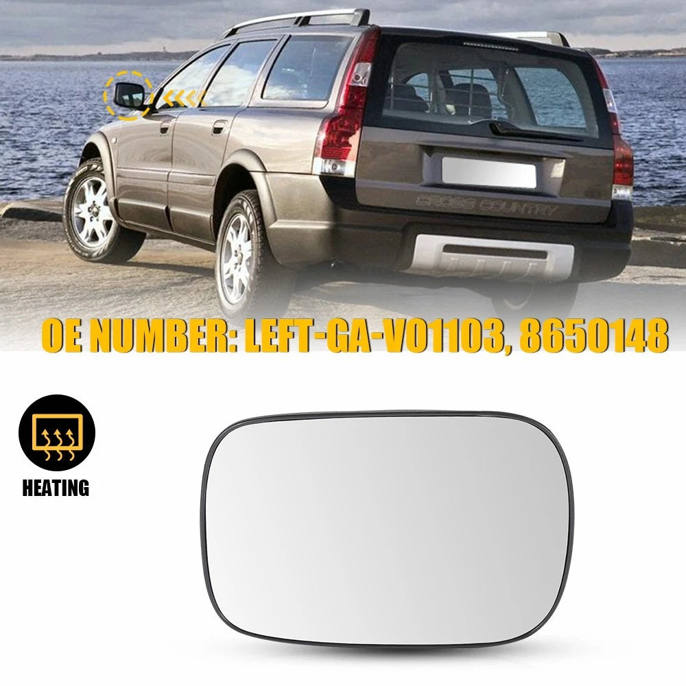 Heated Mirror Glass Left for Volvo XC70 XC90 (2003–2006) w/ Backing Plate