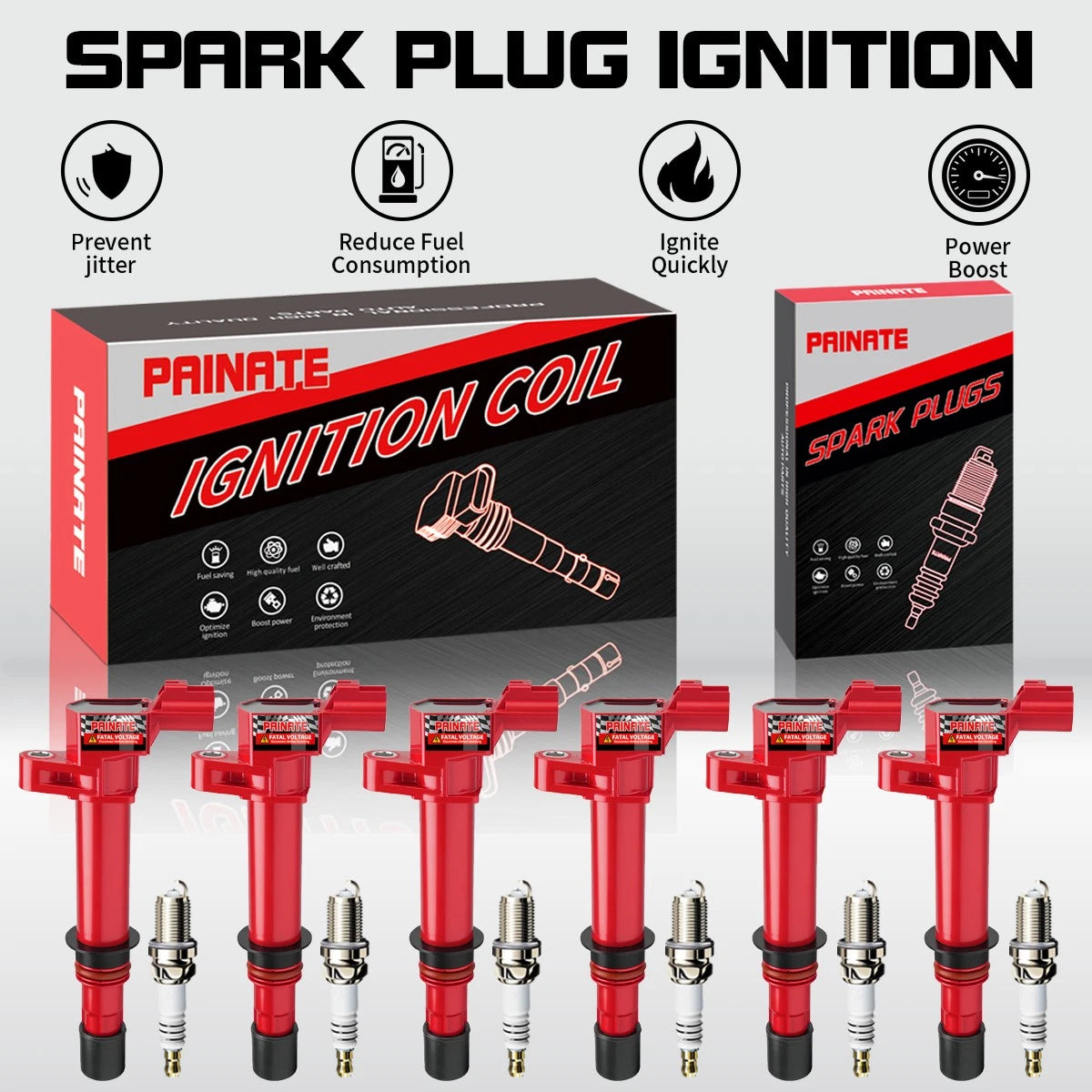 6X Ignition Coil + Iridium Spark Plug for Dodge Jeep Mitsubishi 4.7L (2002–2007)
