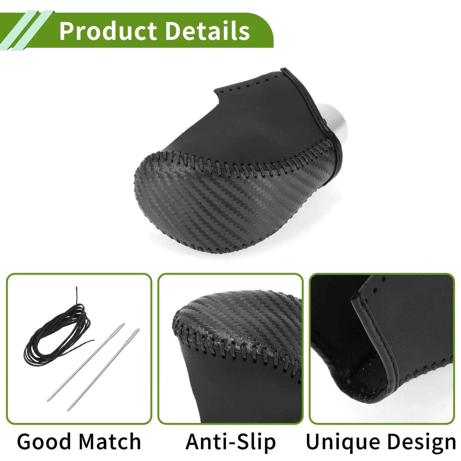 Gear Shift Knob Cover for Nissan Rogue (2017–2020) Black Carbon Fiber