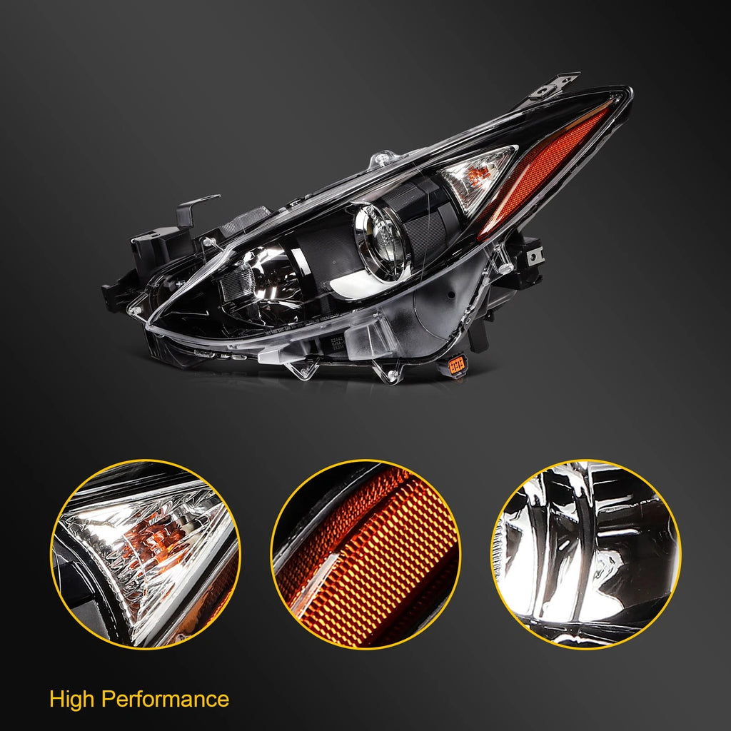 Left Side Headlight Assembly with Projector for Mazda 3 Sport (2014–2016)