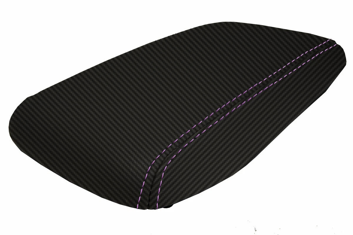 Console Lid Cover for Nissan Skyline R34 (1998–2002) Carbon Fiber Purple Stitch