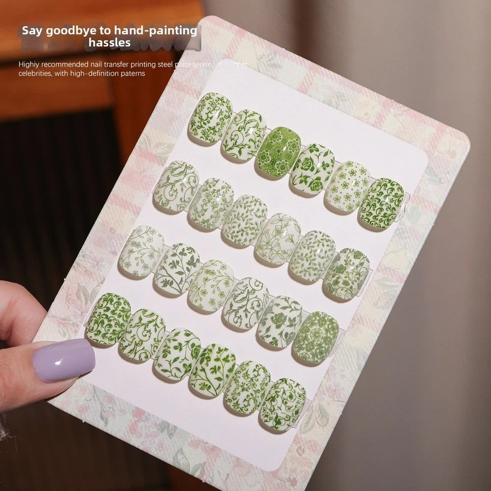 Nail Art Transfer Plate Stainless Steel Green 14.5 cm x 9.5 cm
