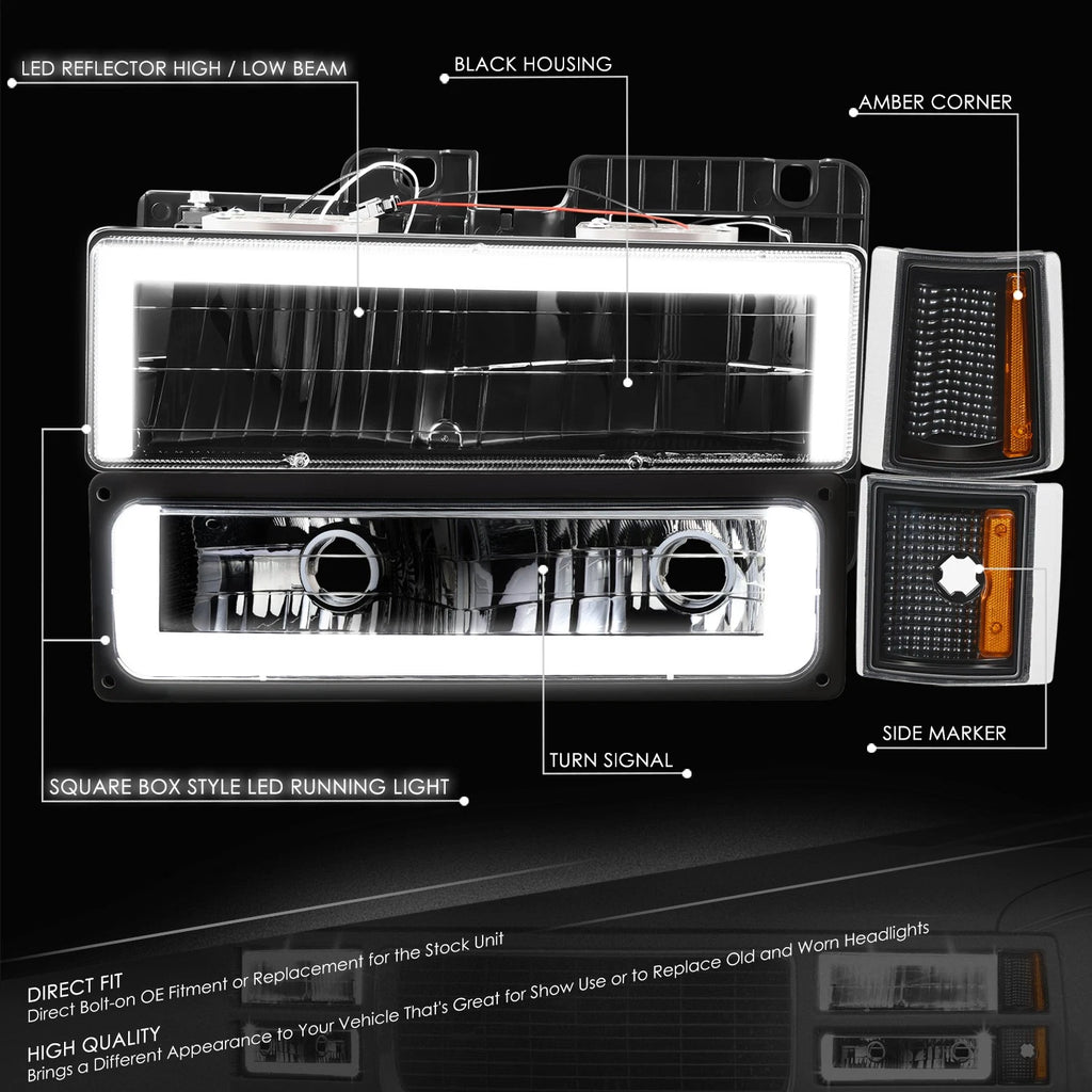 LED Headlight & Signal + Amber Corner Lamp for GMC C/K 1500-3500 (1994–2000)