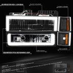 LED Headlight & Signal + Amber Corner Lamp for GMC C/K 1500-3500 (1994–2000)