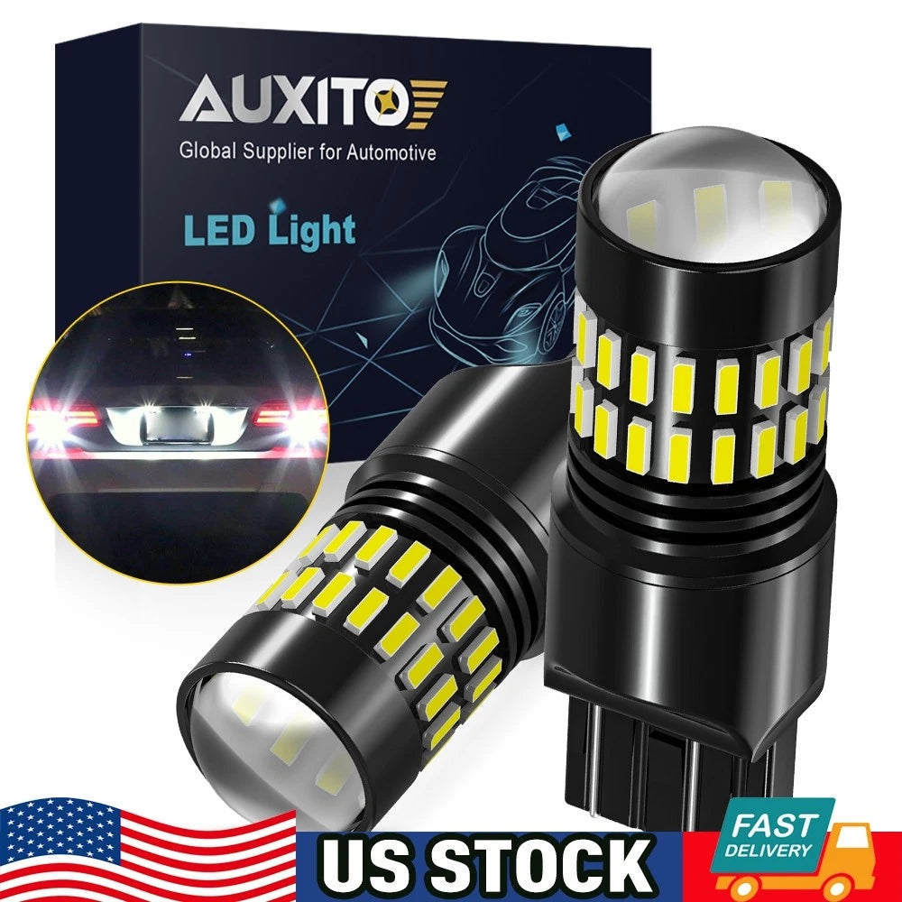 Set of 2 White 7443 7440 LED Brake Tail Turn Signal Reverse Bulbs 2400LM