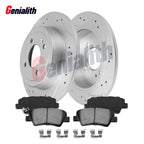 Set of 2 Rear Drilled Disc Rotors + Ceramic Pads for Hyundai Accent Kia Rio (2012–2022)