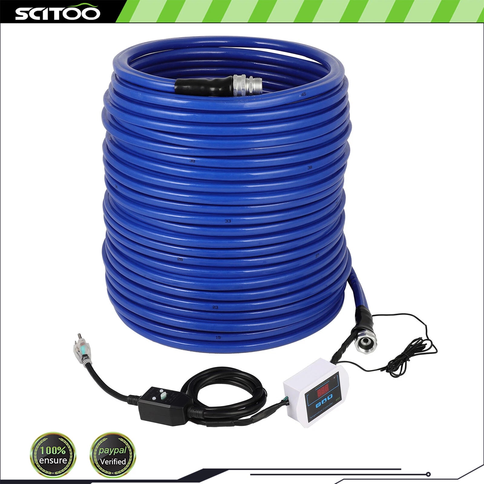 Heated Water Hose 100FT for Antifreeze (-45°F) with Digital Display