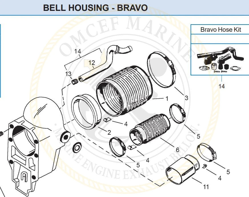 Transom Bellows Kit for Mercury Bravo 1 2 3 & Blackhawk (8M0095485)