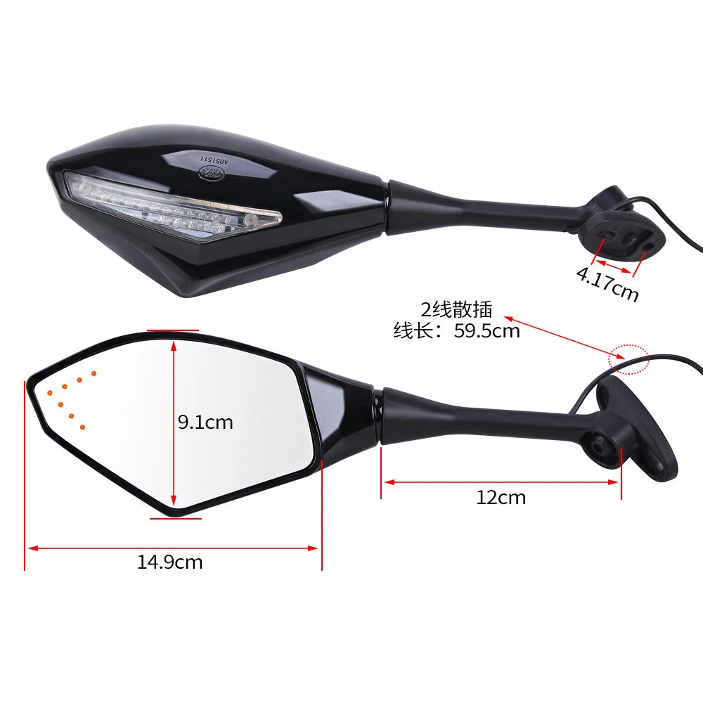 LED Turn Signal Side Mirror for Honda Kawasaki (Motorcycle)