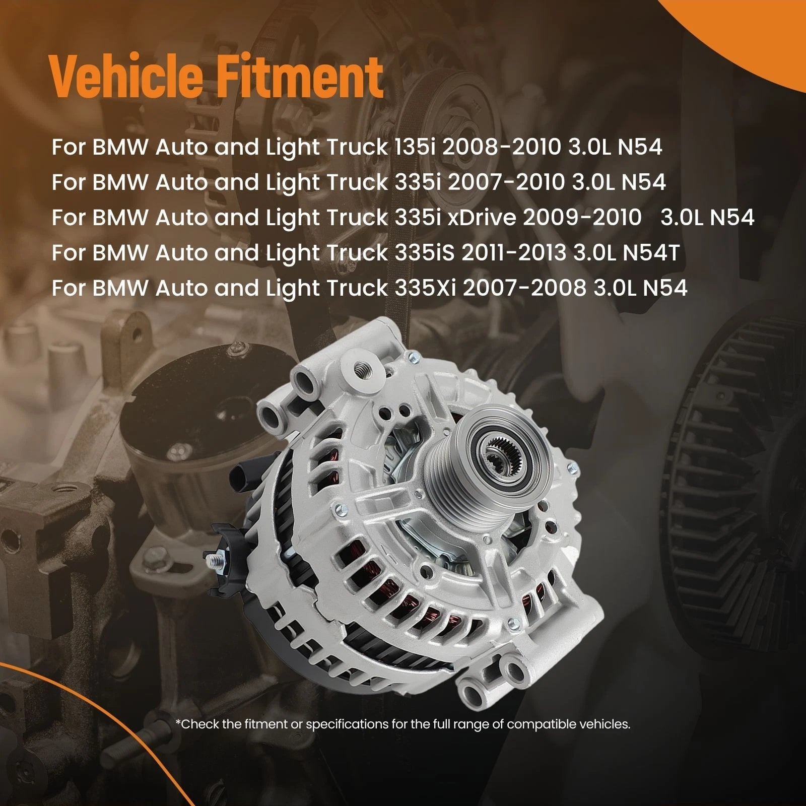180A Alternator for BMW 135i 535i (2008–2009)