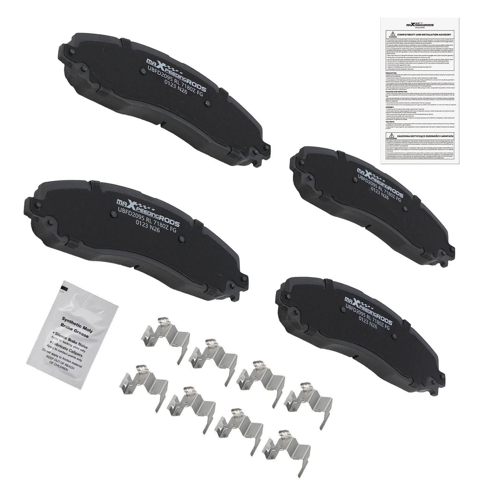 Set of 4 Rear Ceramic Brake Pads for Ford F-350 Super Duty (2013–2022)