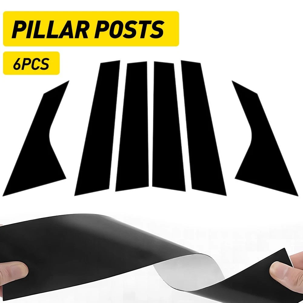 Set of 6 Black Pillar Posts Door Window Cover Trim for Hyundai Elantra (2021–2023)