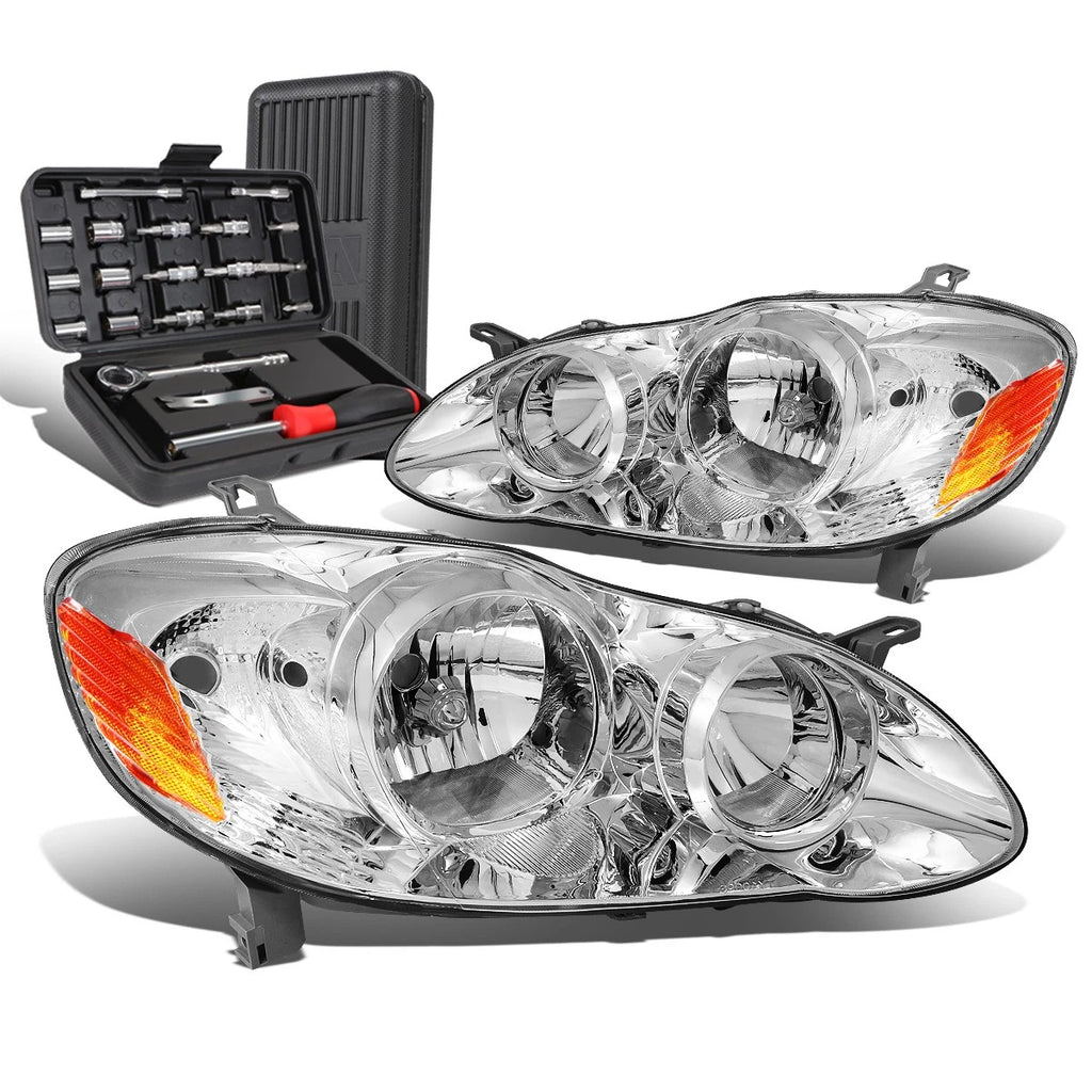 Pair Chrome Housing Amber Corner Headlight for Toyota Corolla (2003–2008)