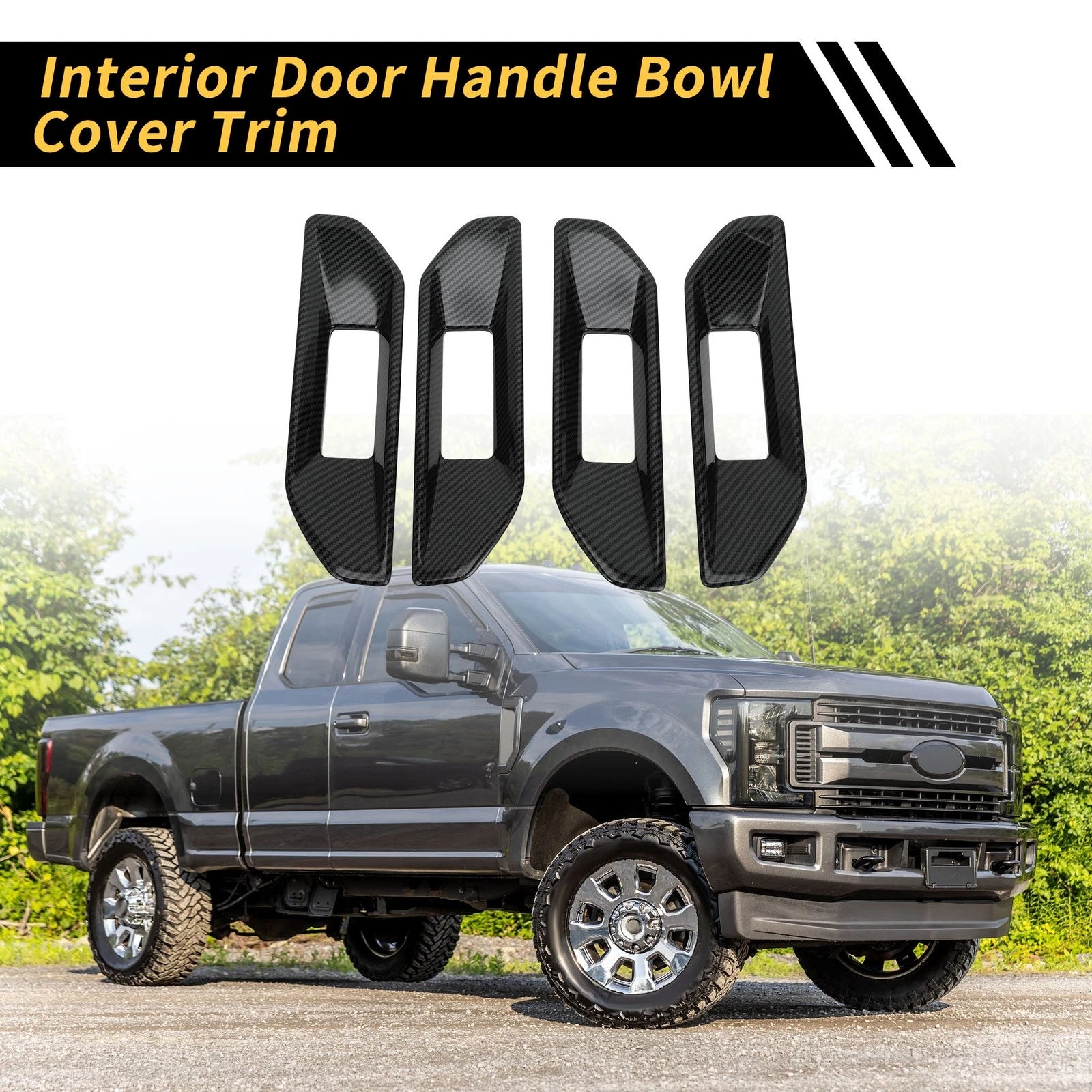 Set of 4 Carbon Fiber Door Handle Bowl Cover Trim for Ford Ranger (2023–2024)