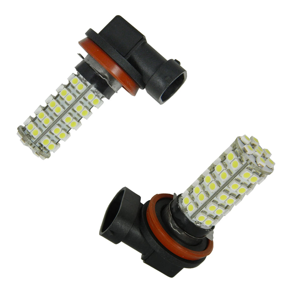 2x White H11 H8 H9 LED Fog Light Bulbs for Car (68SMD) (CANBUS)