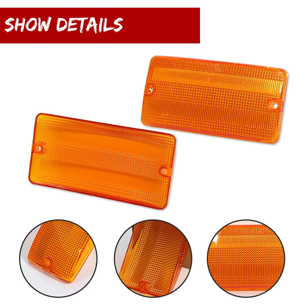 Pair Amber Front Turn Signal Light Lenses for Ford Bronco (1969–1977)