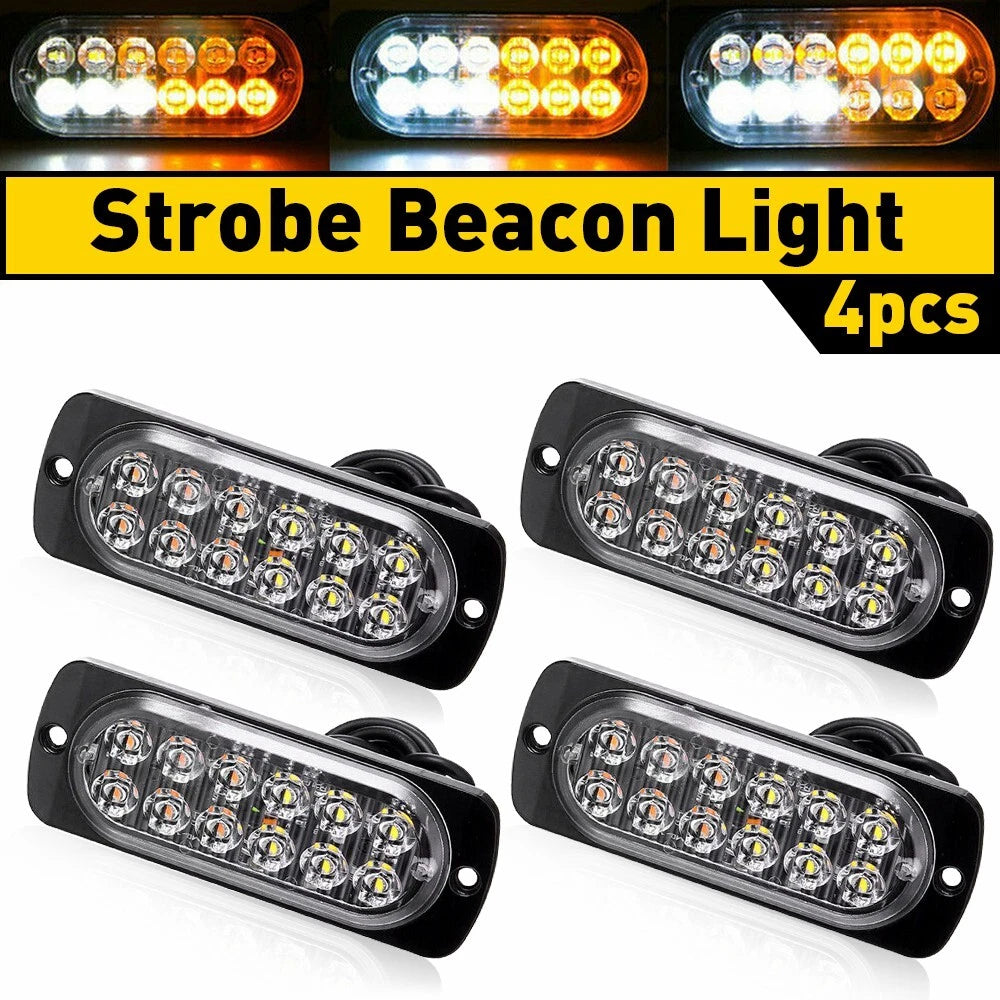 Amber/White Emergency Strobe Light for Car Truck 