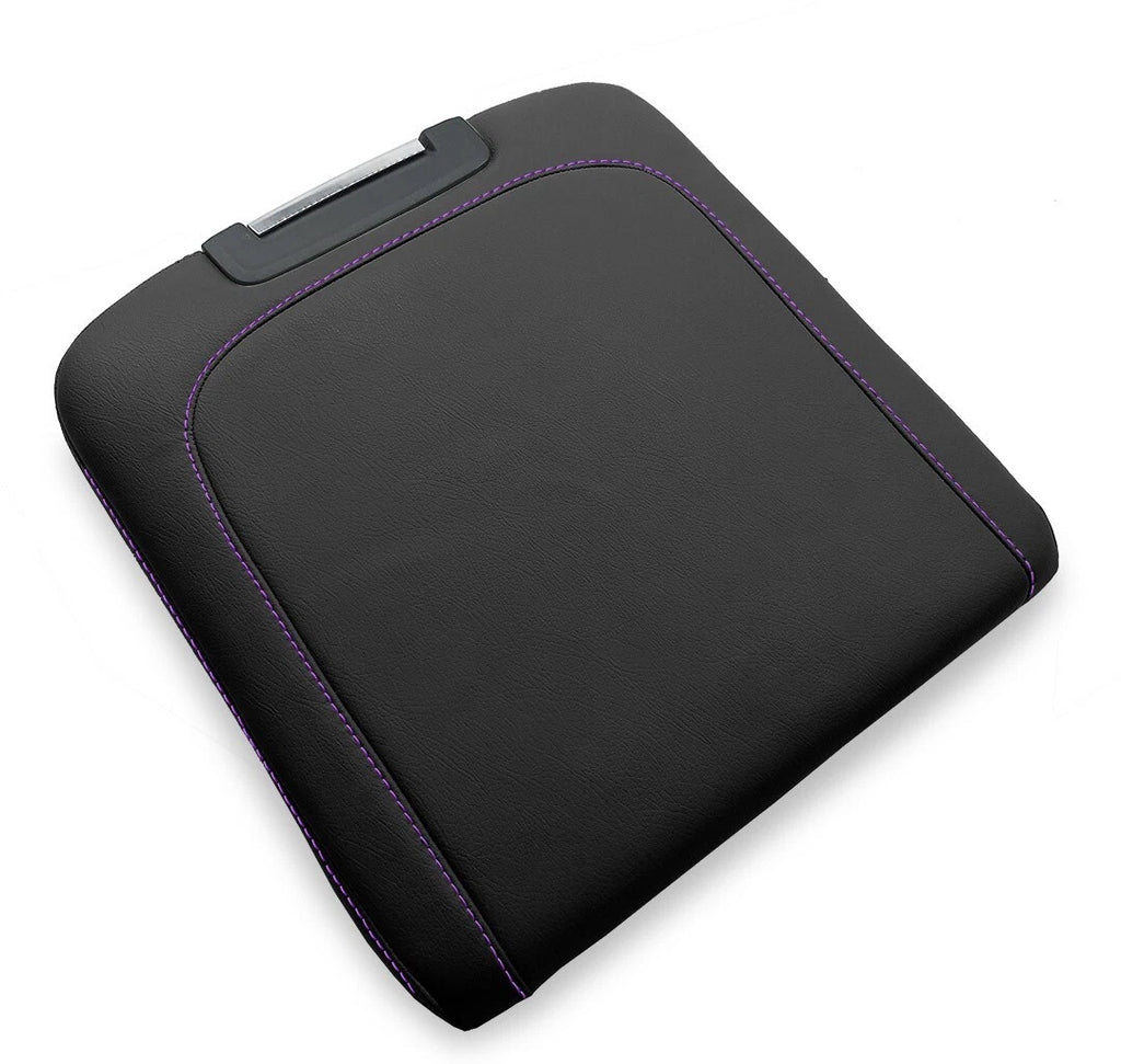 Leather Console Armrest Bench Jump Seat for Dodge Ram (2013–2018) Purple Stitch