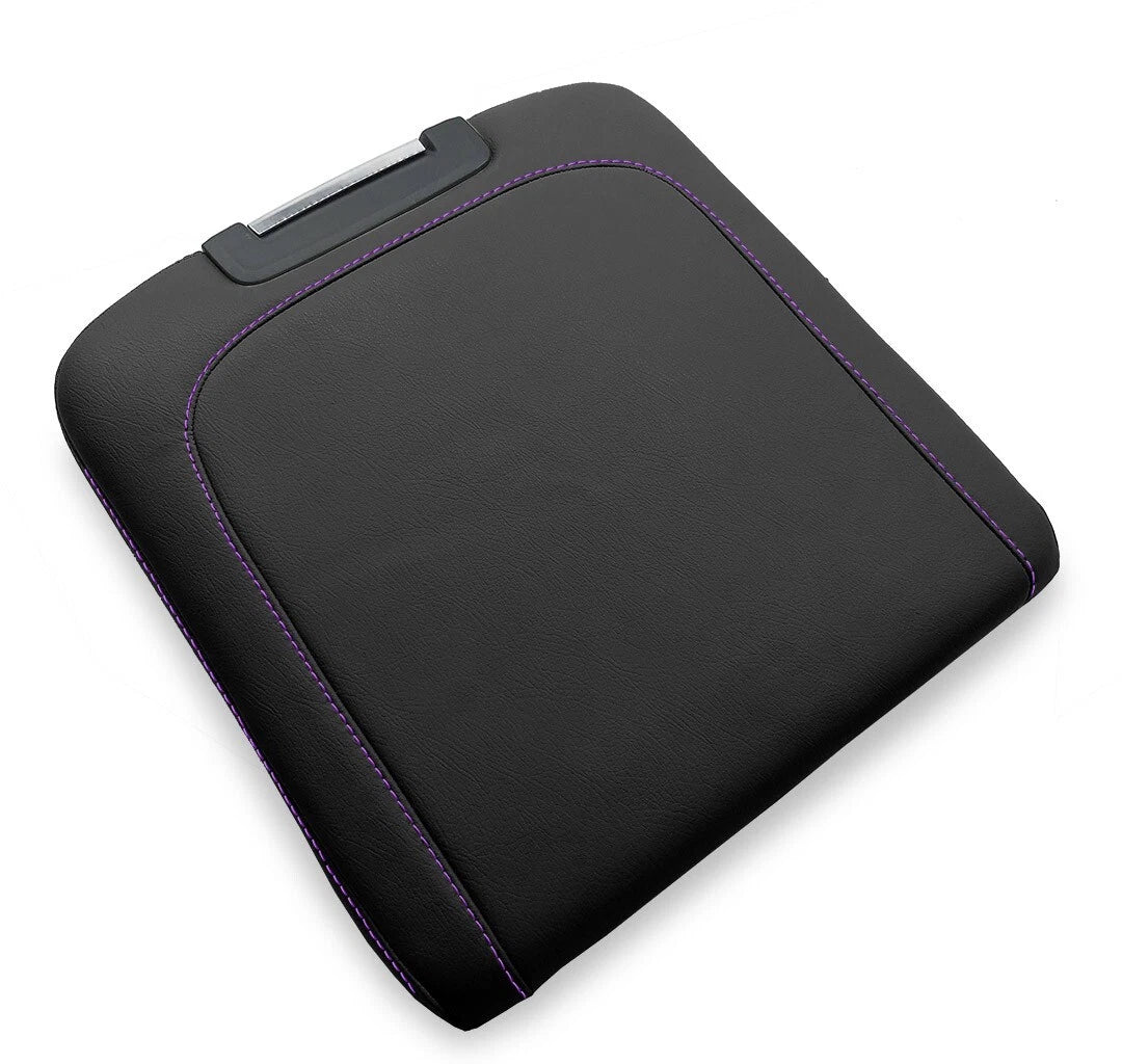 Leather Console Armrest Bench Jump Seat for Dodge Ram (2013–2018) Purple Stitch
