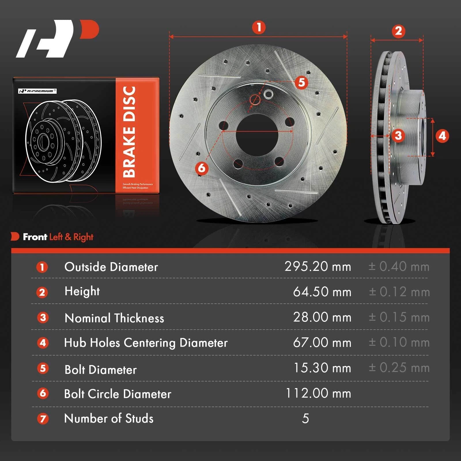 Front Side Drilled Brake Rotors for Mercedes-Benz C250 C300 (2010–2015)