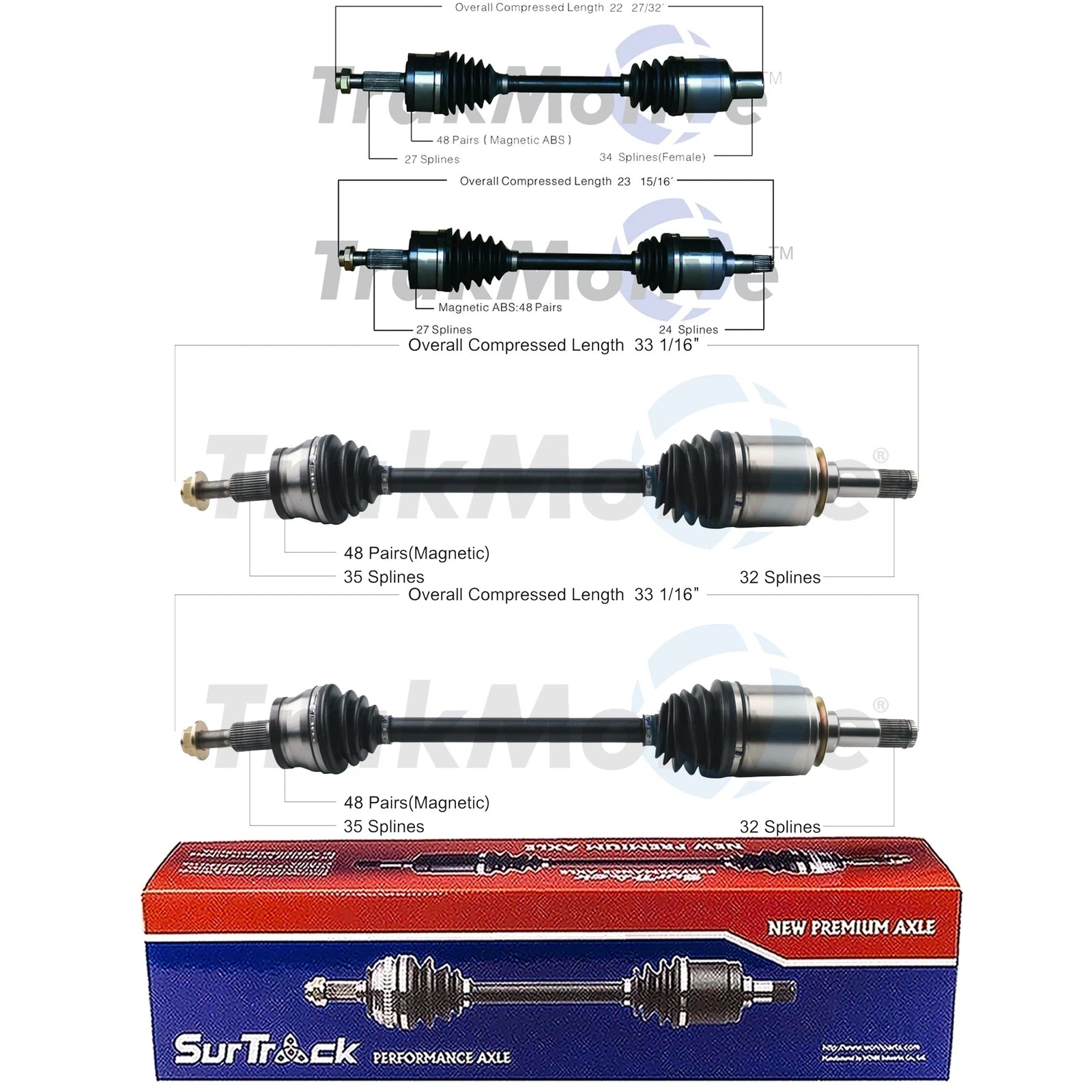 Set of 2 CV Axle Shafts for Dodge Charger (2006–2023)