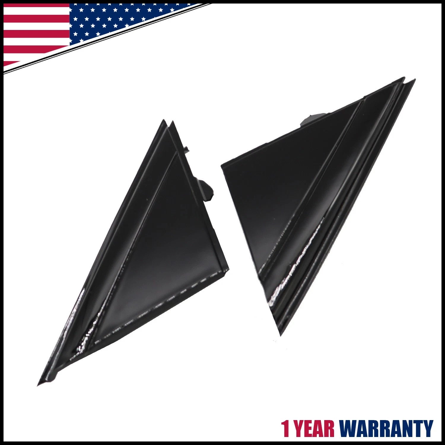 Set of 2 Gloss Black Door Mirror Flag Cover Moldings for Fiat 500 (2012–2019)