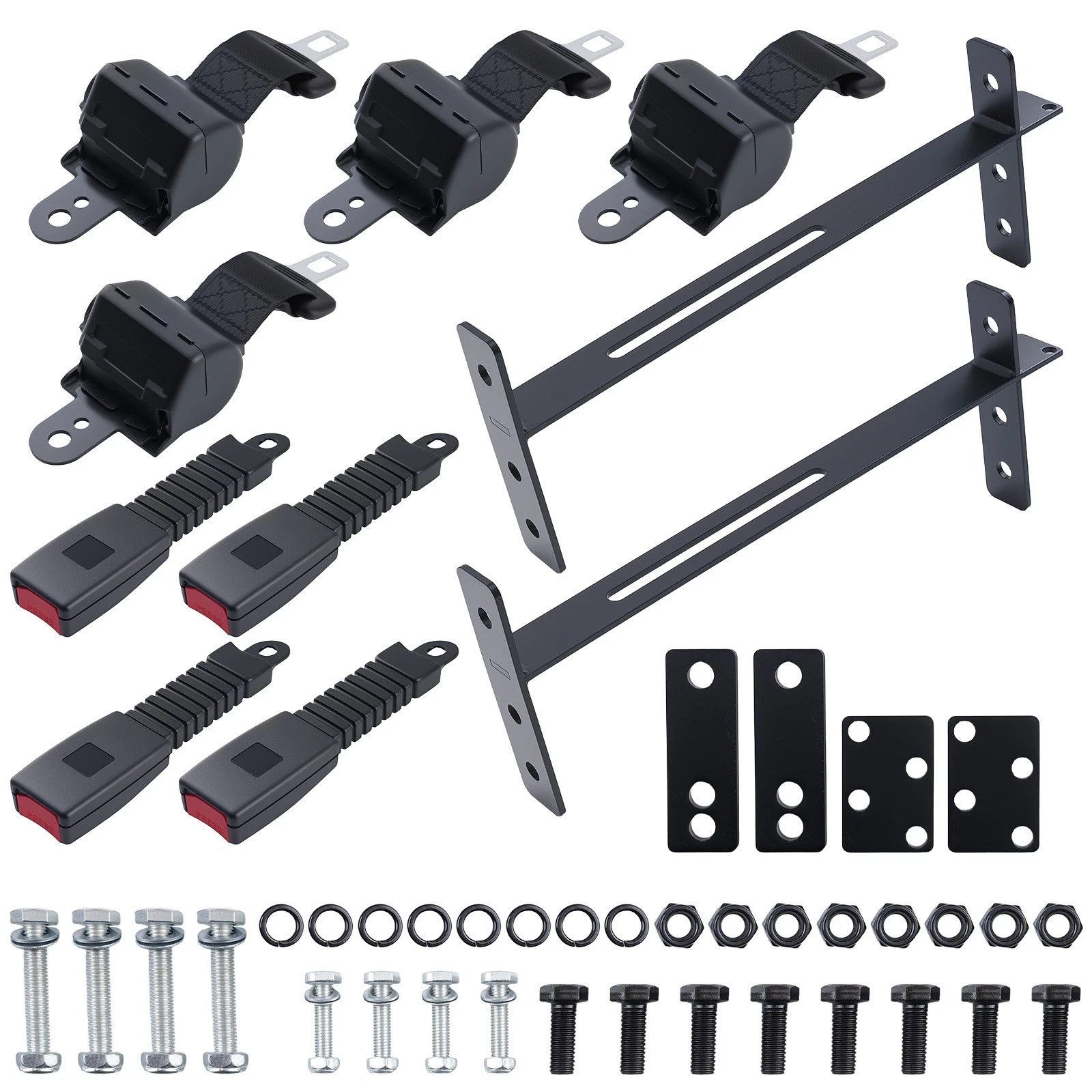 Set of 4 Golf Cart Belt Bracket Safety Kit for EZGO Yamaha Club Car (35")