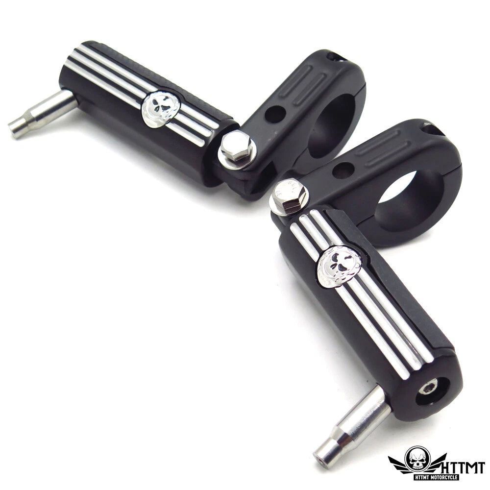 1.25" 32mm Black Skull Gear Foot Pegs for Harley Touring