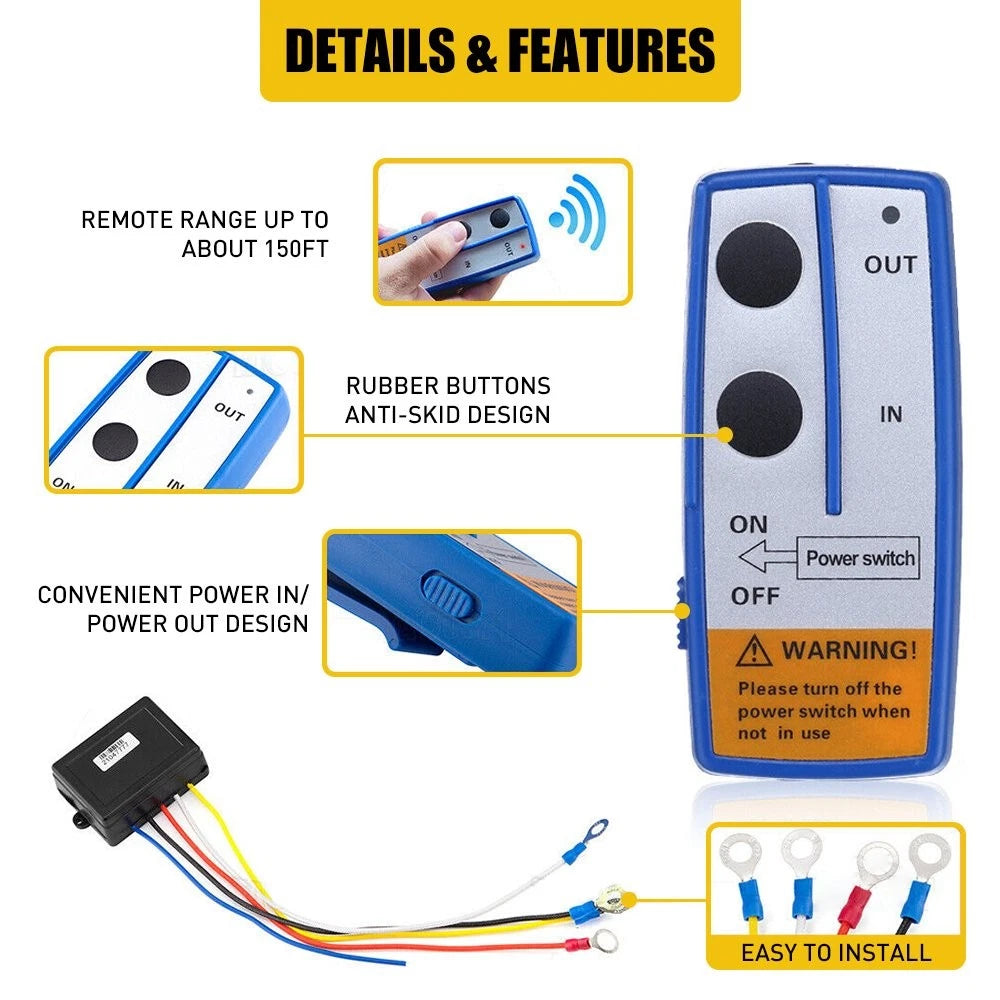 Wireless Recovery Winch Control Remote Kit for Polaris RZR 900 (2015–2023)