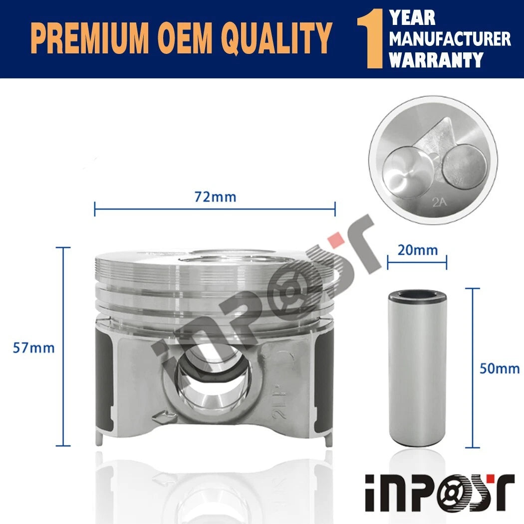 Set of 3 Pistons & Rings for Kubota D902 (STD)