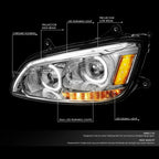 LED DRL Tube Projector Headlights for Kenworth T170 T370 T660 (2008–2019)