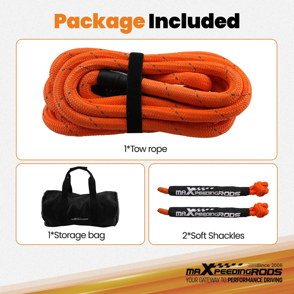 Kinetic Energy Rope 9m x 25mm for Off-Road SUV Truck (30864lbs Recovery Kit)