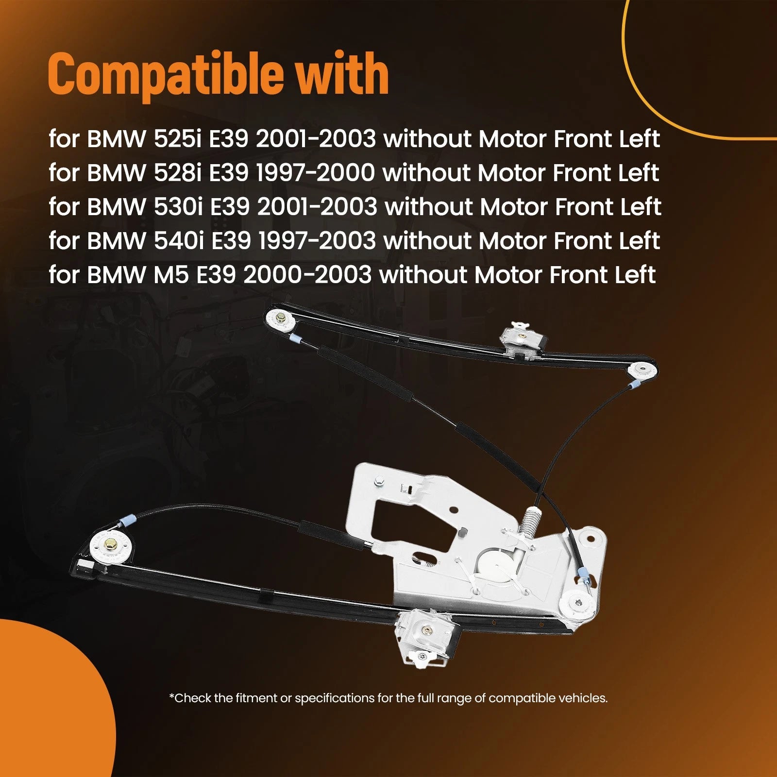 Front Window Regulator Left for BMW 525i 530i E39 (2001–2003) 51338159831