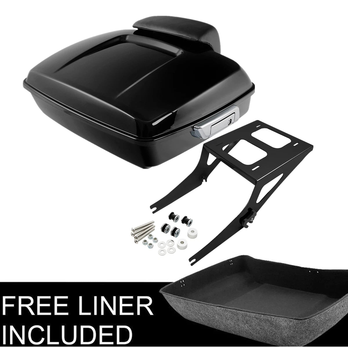 Trunk Backrest Pad Mount Rack Docking Kit for Harley Fat Boy (2008–2016)