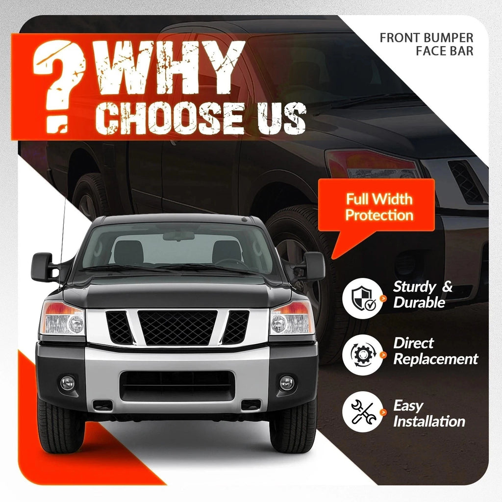 Front Bumper Face Bar for Nissan Titan Armada (2004–2015) Chrome