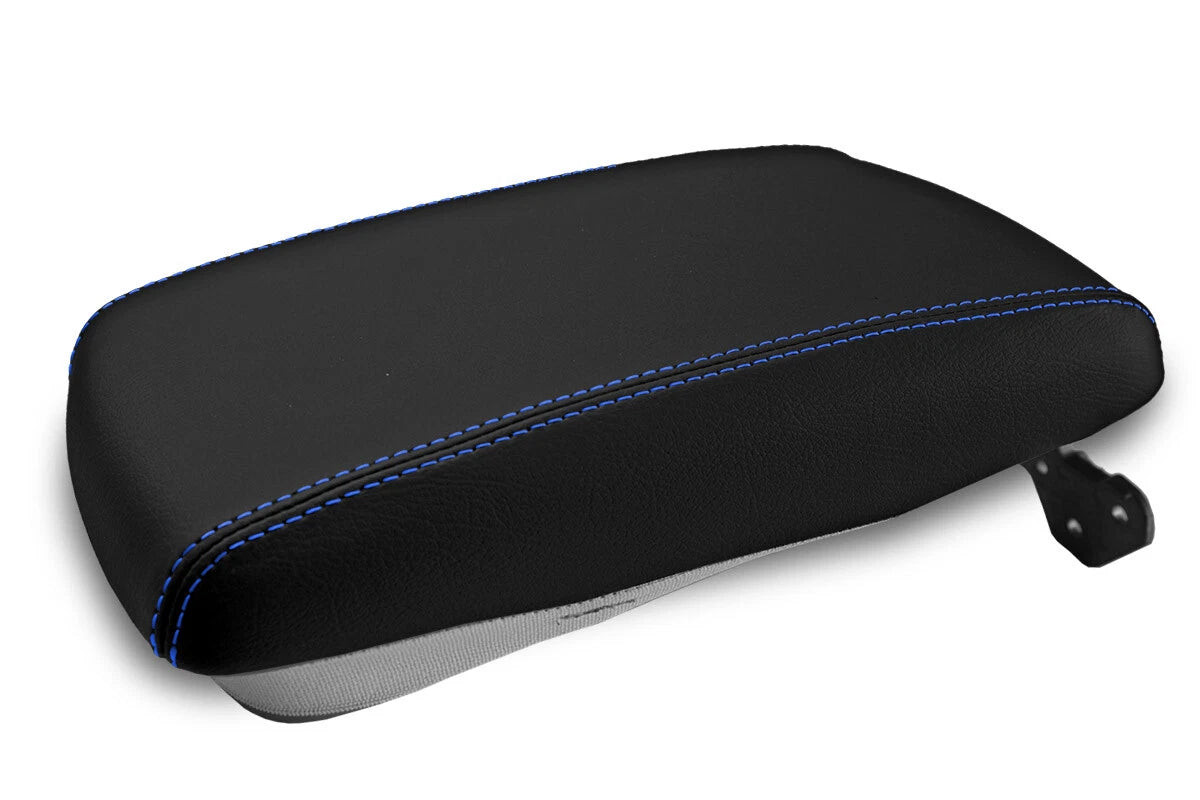 Leather Console Lid Armrest Cover for Hyundai Genesis Sedan (2009–2014) Blue Stitch