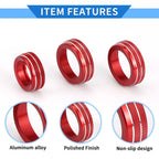 3X AC Media Volume Tune Switch Knob Cover Ring for Dodge Durango (2021–2023) Red