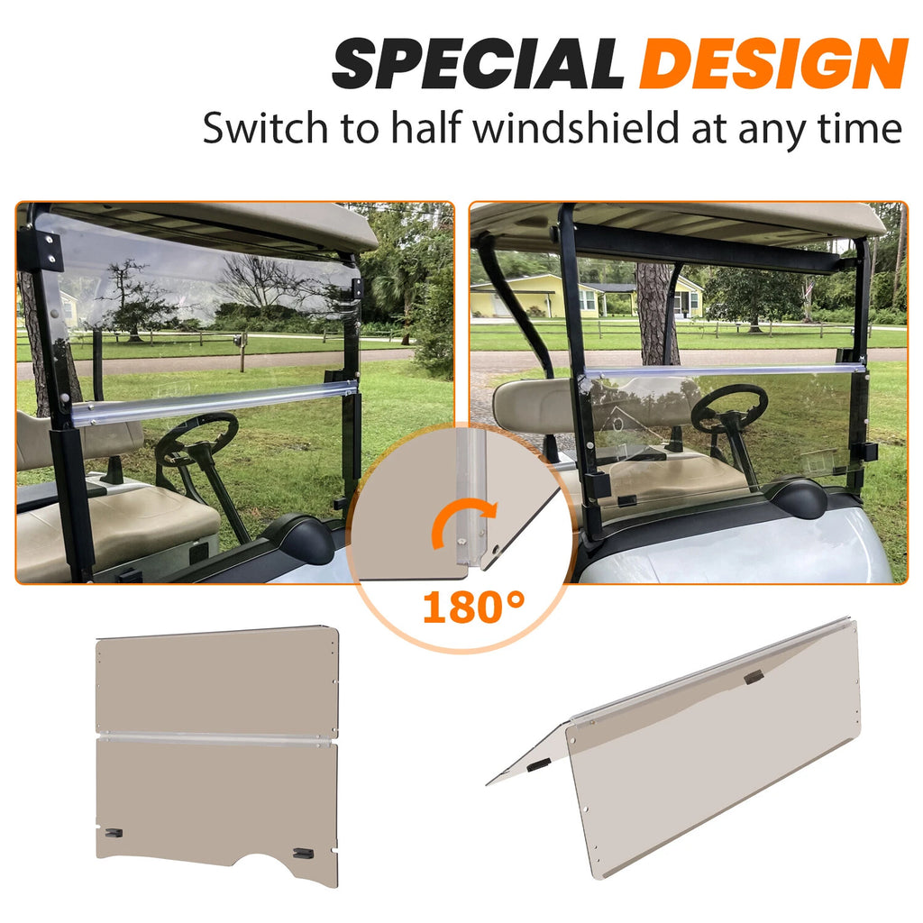 Tinted Windshield for EZGO RXV (2008–Present) Folding Protection