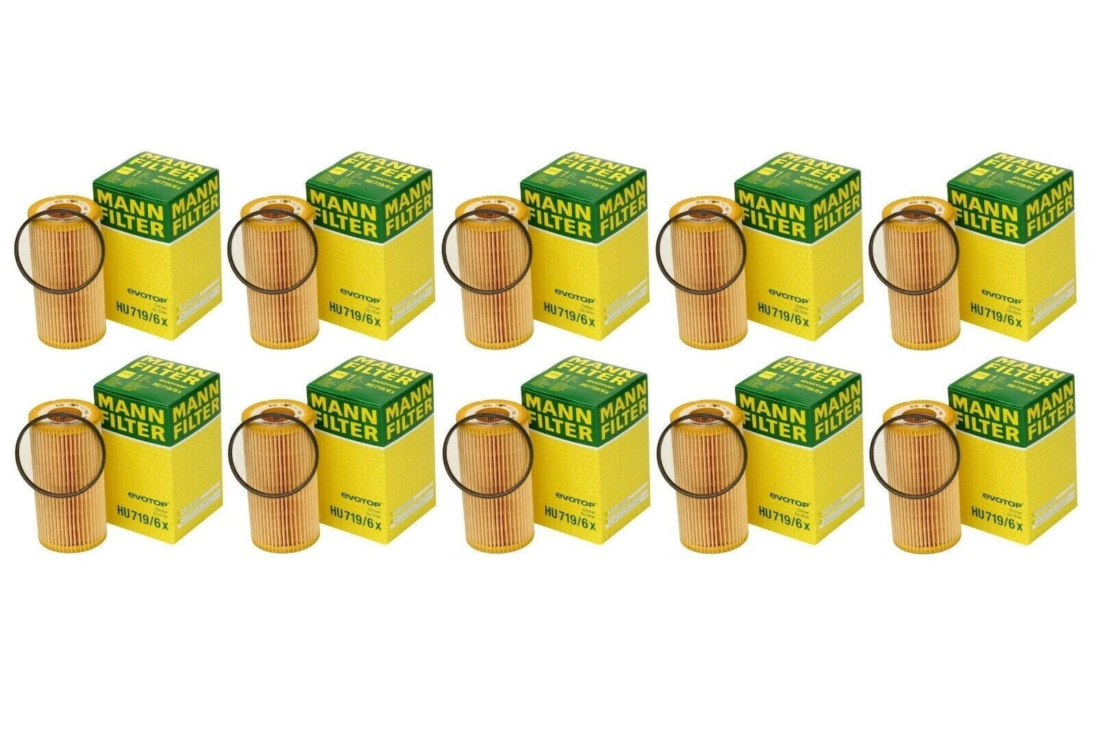Set of 10 Engine Oil Filters Mann for VW Beetle Bora Eos Golf Jetta Audi A3 RS3 (2000–2023)