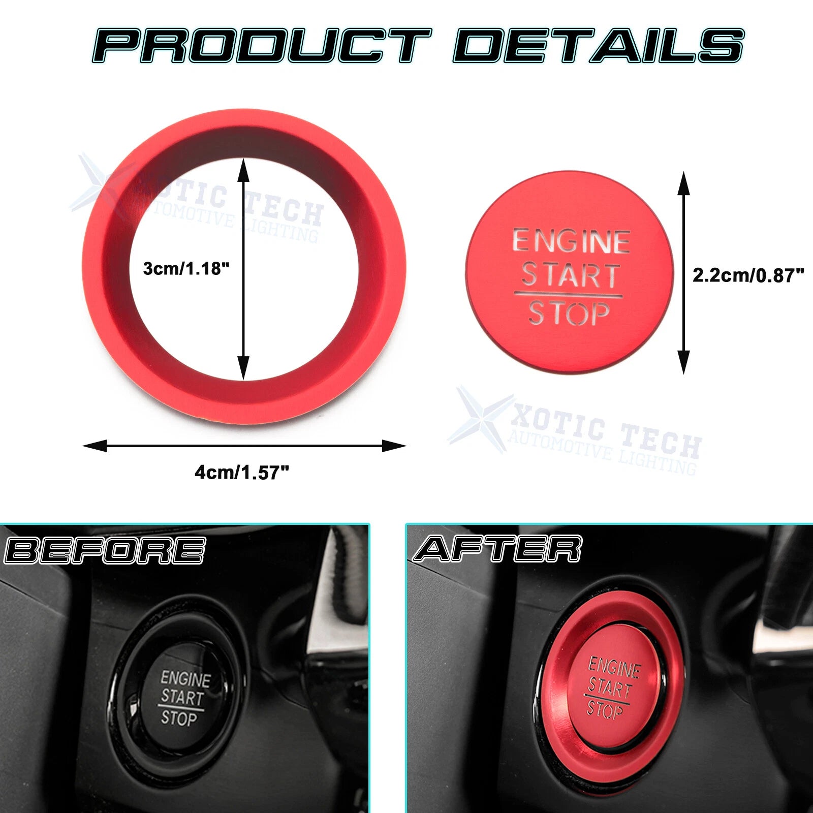 Engine Start Push Button Switch Cover Decal for Honda Civic 11th Gen (2022-2024)